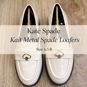 Kate Spade Kait Metal Spade Loafers Parchment Patent Size 6.5B
